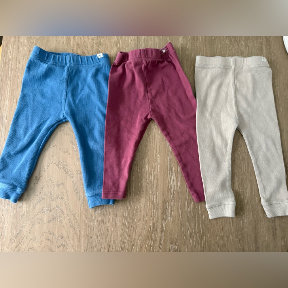 Zara Baby Girl Blue, Pink, and Cream Leggings